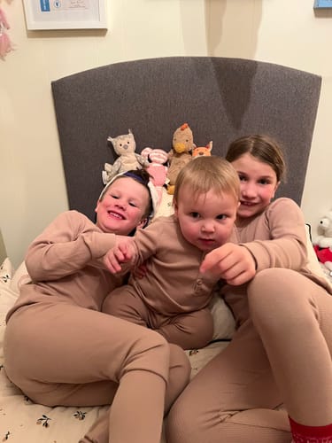 Customer photo review of Kids Classic Shortie Set - ALMOND