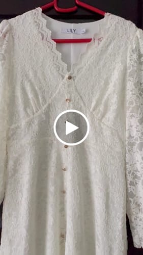 Customer video review of LILY Elegant Lace V-Neck Waist-Cinching Dress