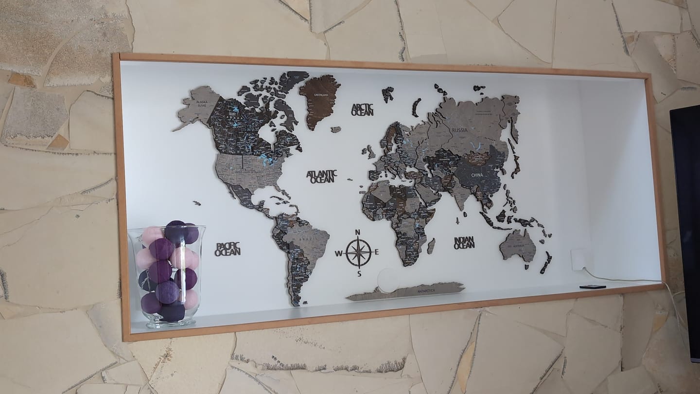 Customer photo review of Wood World Map -Loft