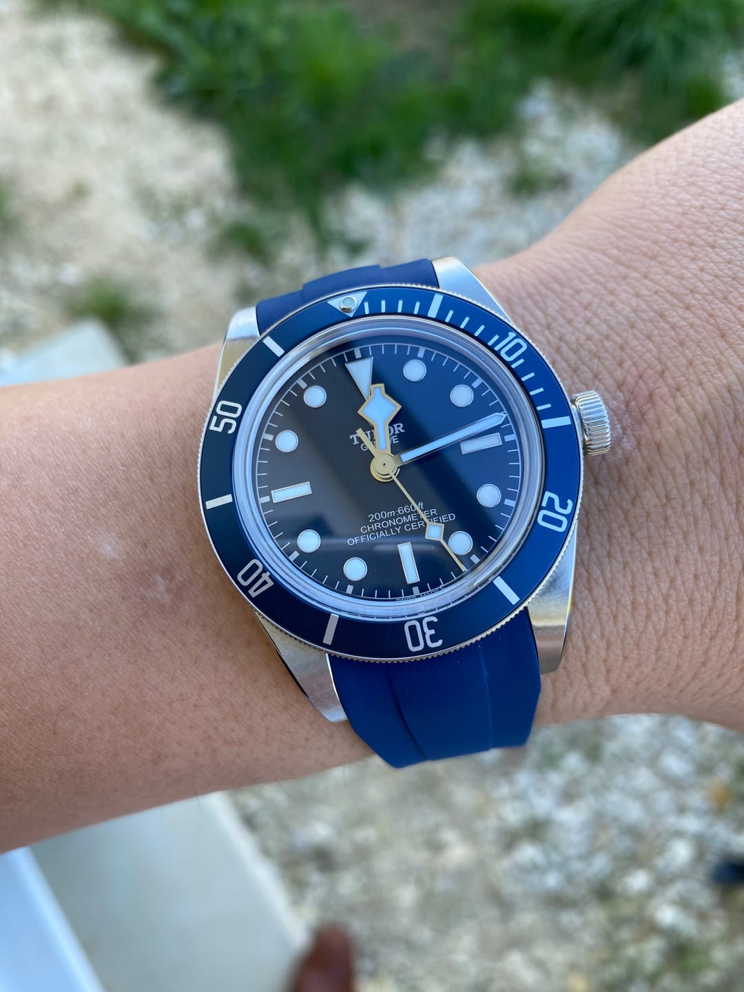 Customer photo review of Integrated Rubber Strap For Tudor Black Bay 58 - Blue
