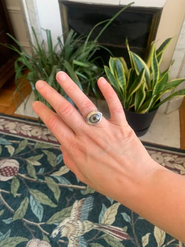 Customer photo review of Hand Painted old crackled Silver Skeleton Eye Ring