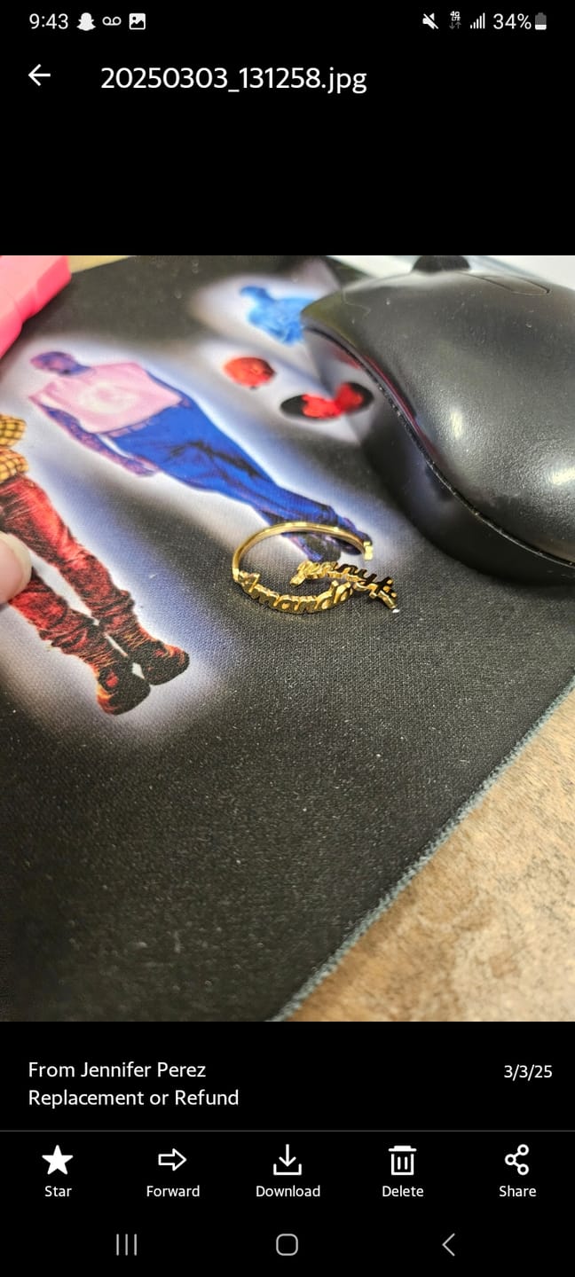 Customer photo review of Double Name Ring