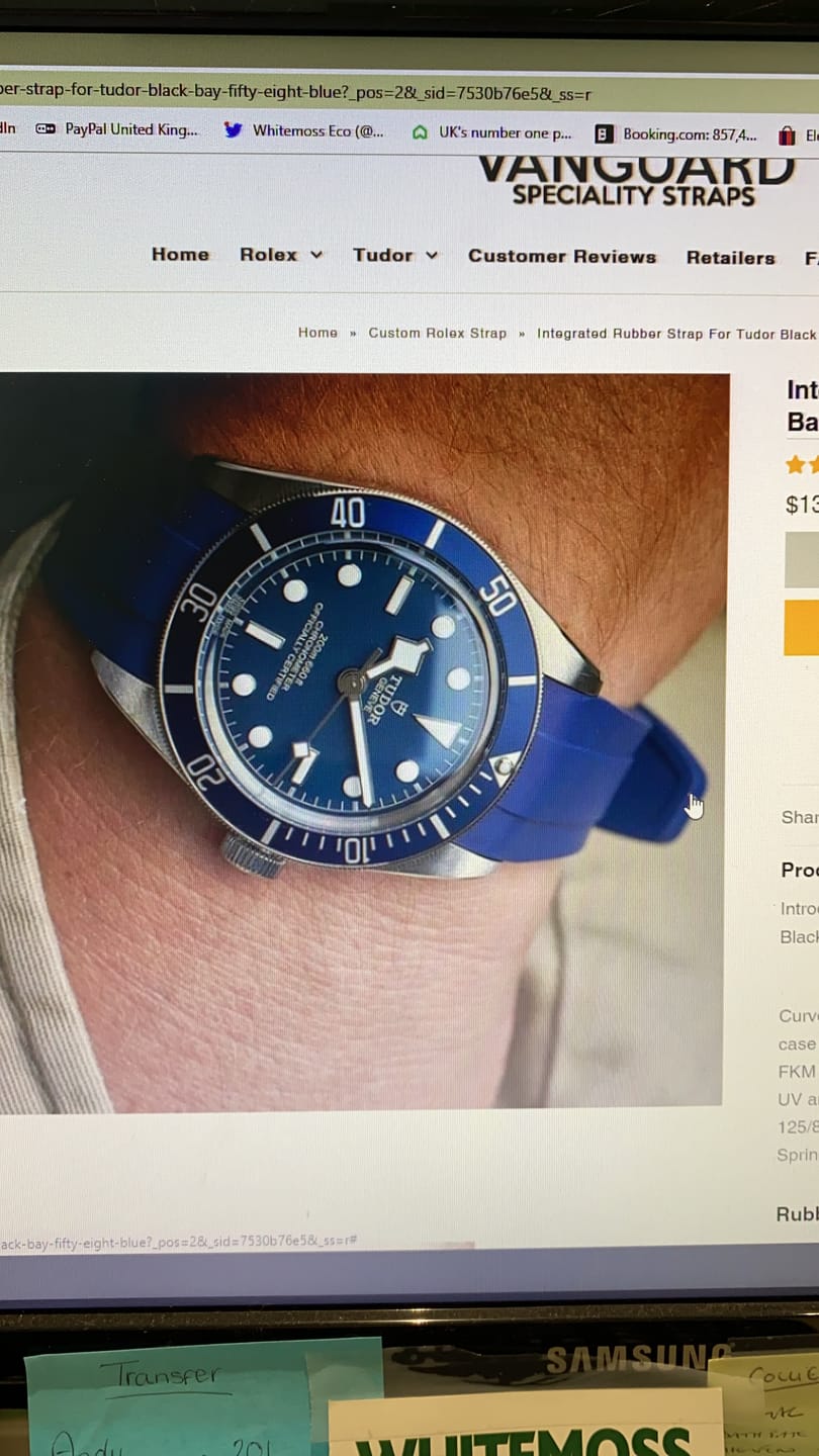 Customer photo review of Integrated Rubber Strap For Tudor Black Bay 58 - Blue