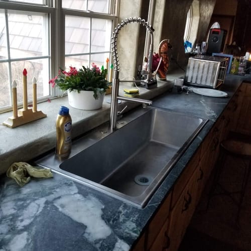 Customer photo review of Gothenburg - Pull Down Spray Dual Handle Swivel Spout Kitchen Faucet
