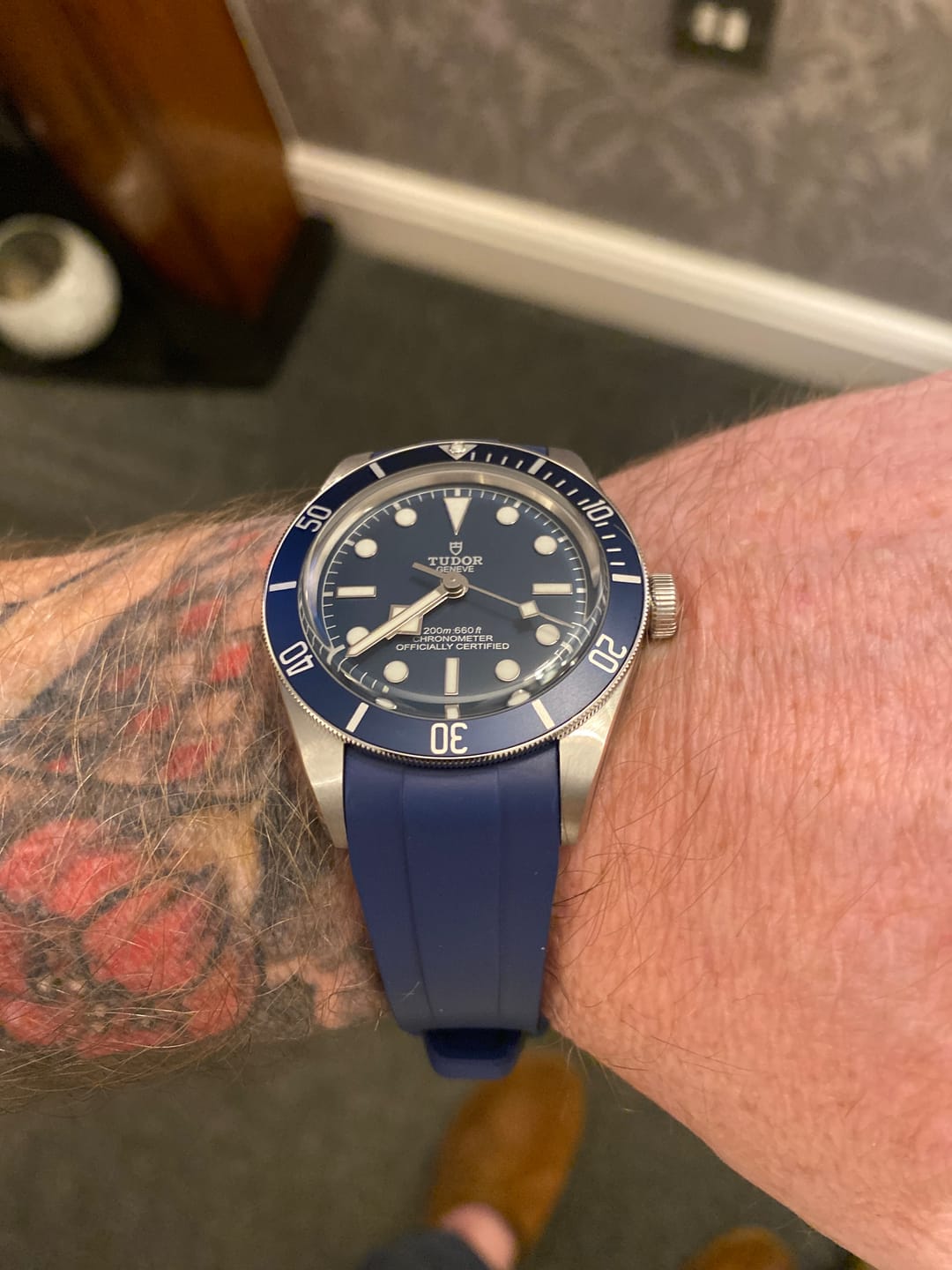 Customer photo review of Integrated Rubber Strap For Tudor Black Bay 58 - Blue