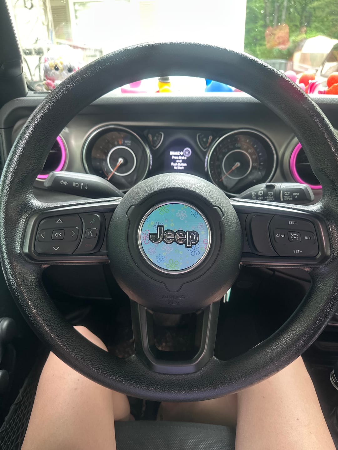 Customer photo review of Design Your Own Steering Wheel Decal for Jeep