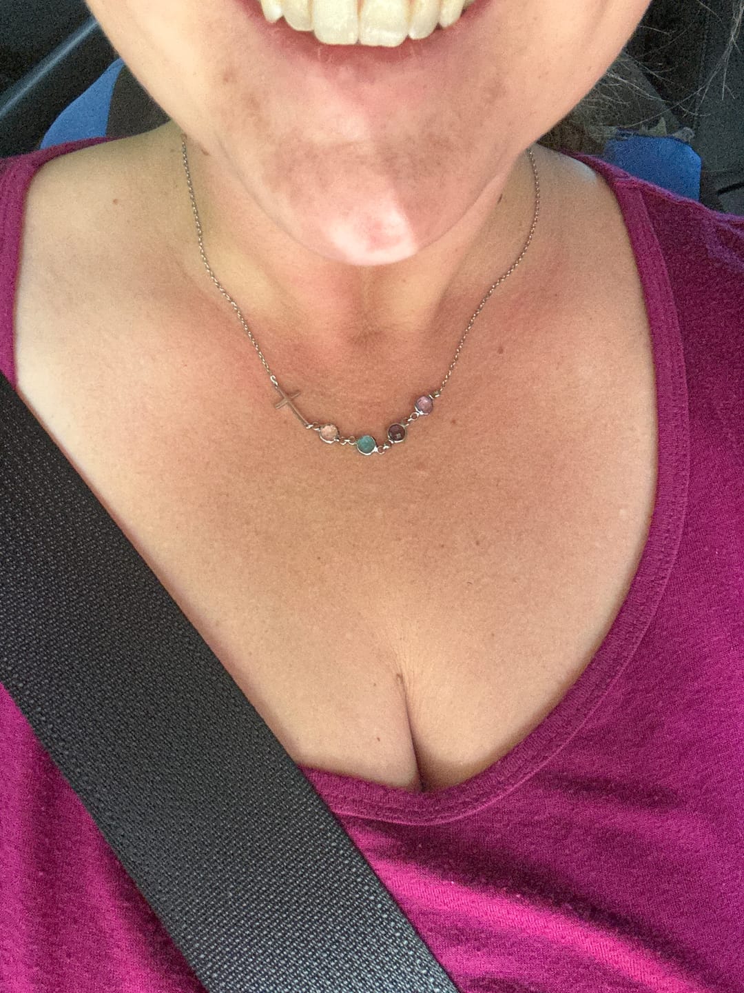 Customer photo review of Cross with Birthstone Necklace