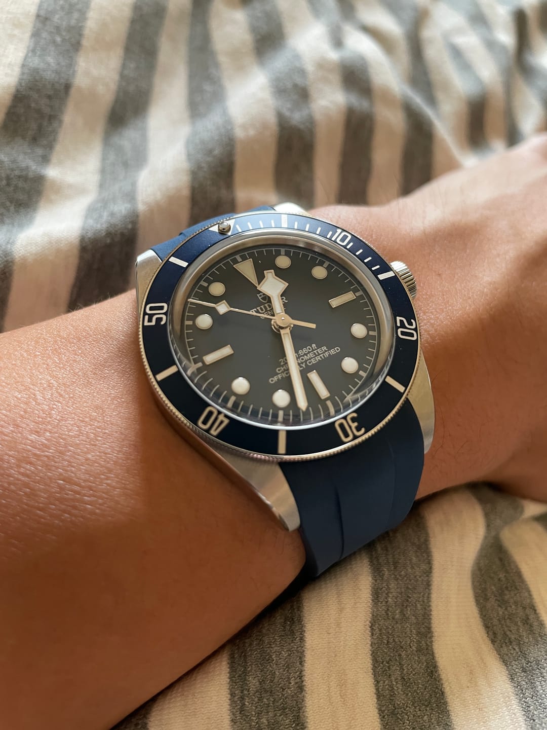 Customer photo review of Integrated Rubber Strap For Tudor Black Bay 58 - Blue