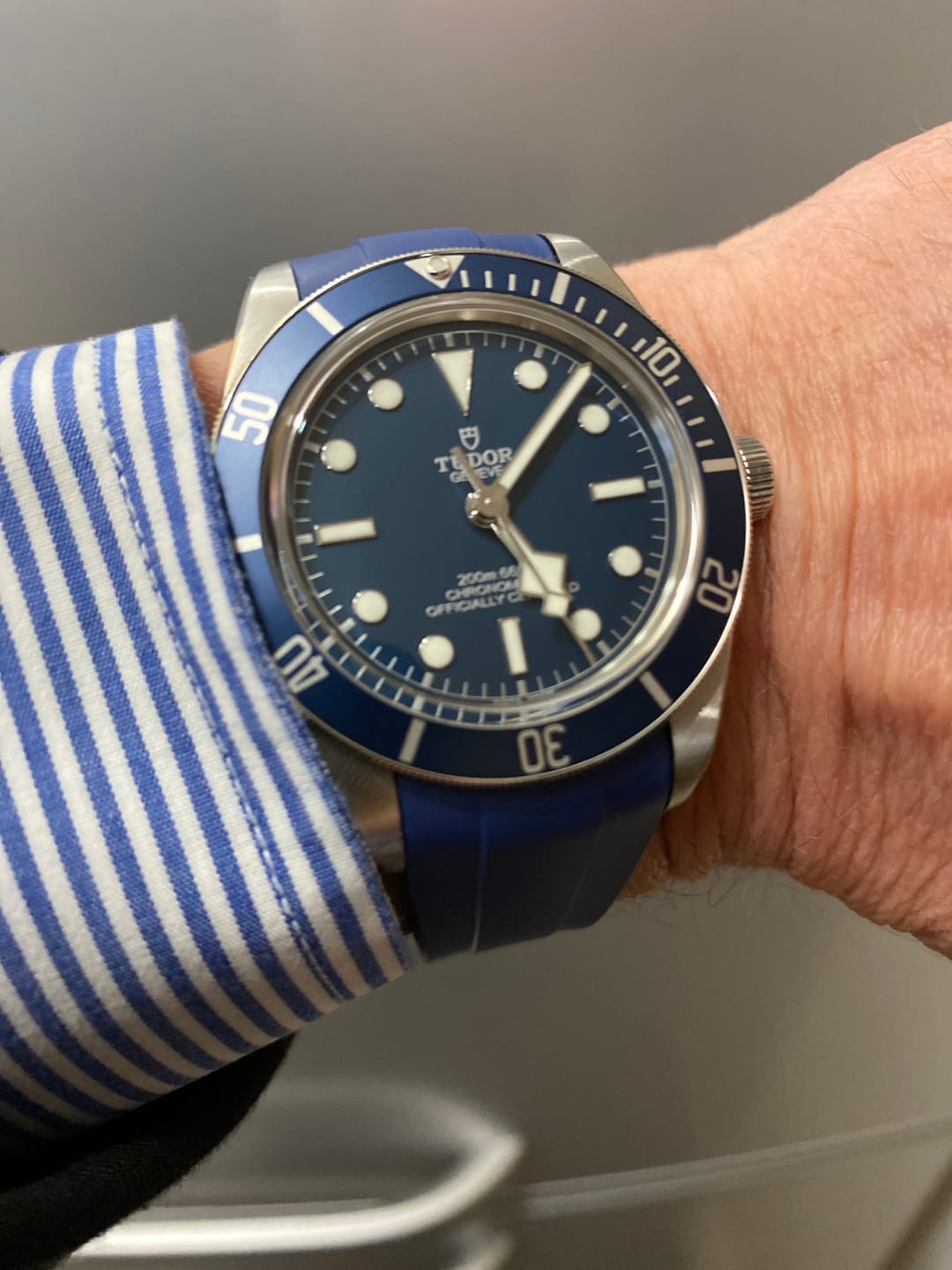 Customer photo review of Integrated Rubber Strap For Tudor Black Bay 58 - Blue