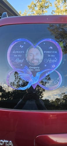 Customer photo review of Personalized memorial custom photo decal - Always on my mind Forever in my heart