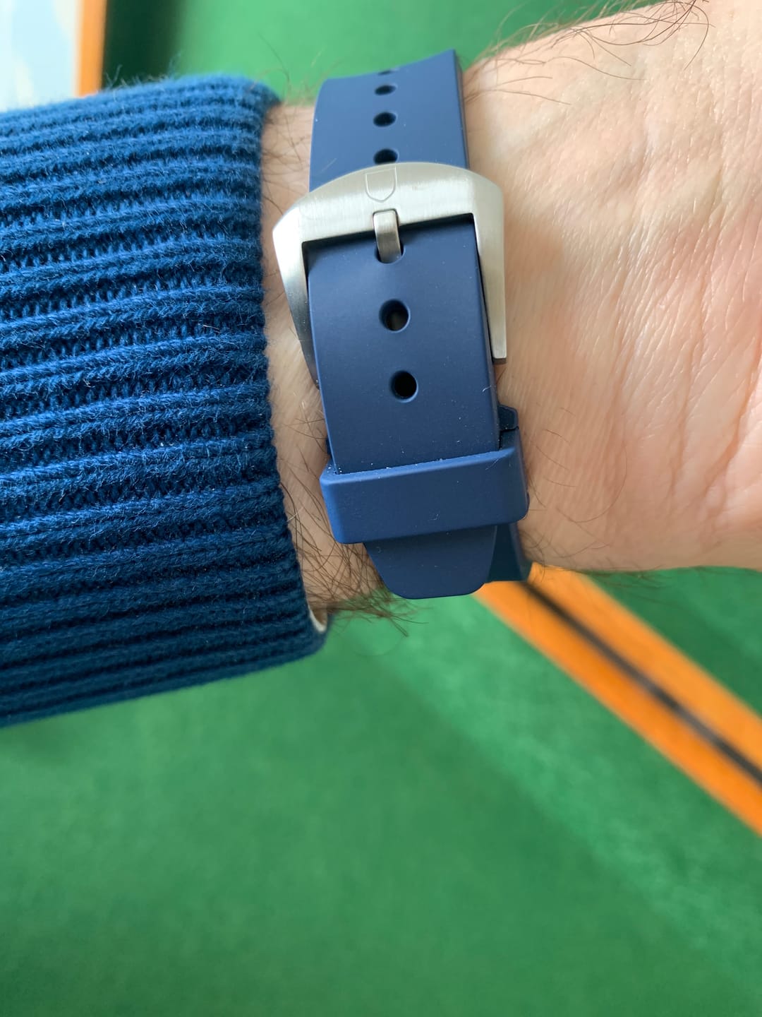 Customer photo review of Integrated Rubber Strap For Tudor Black Bay 58 - Blue