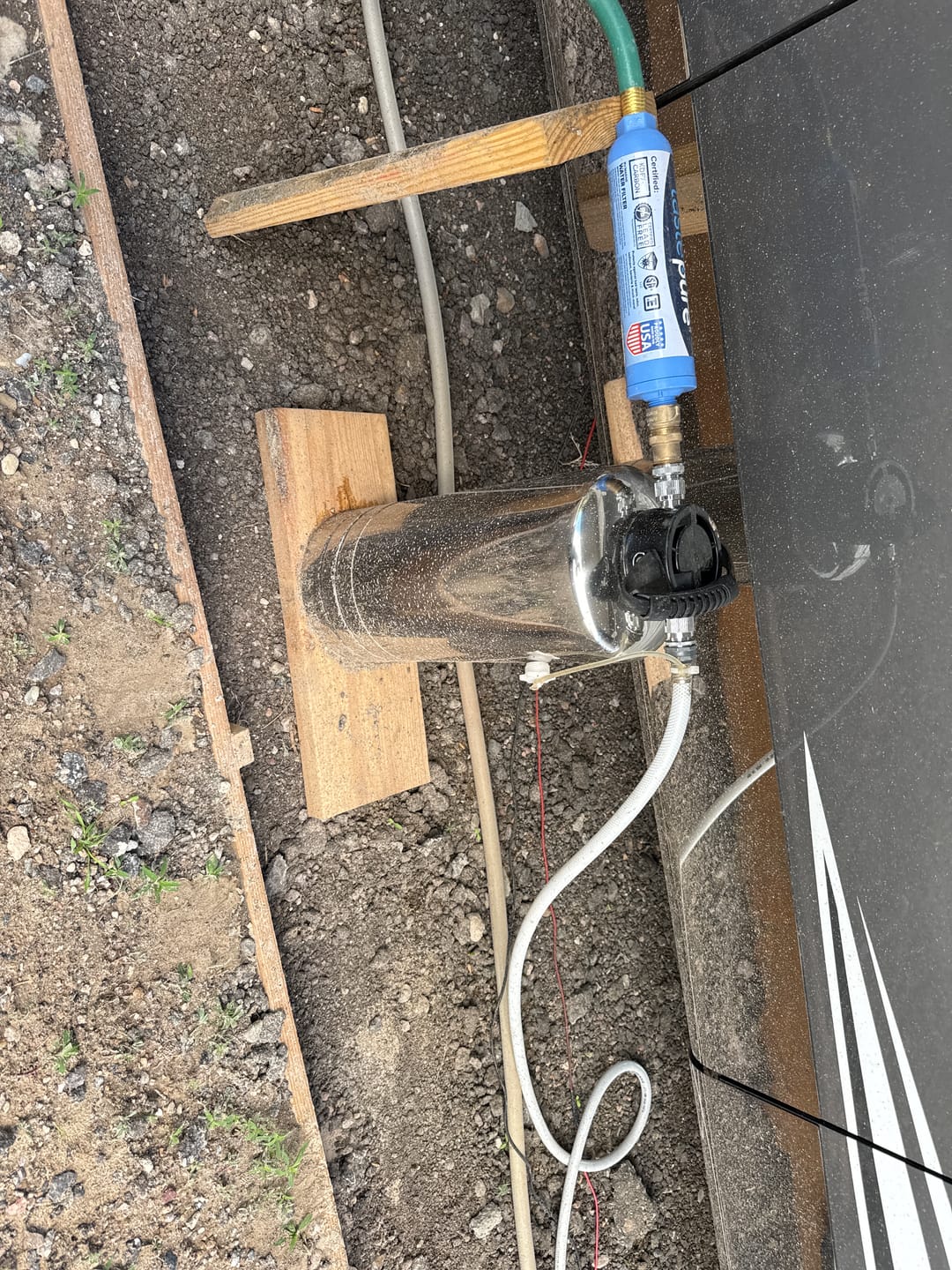 Customer photo review of Glacier Fresh Portable RV Water Softener, 16,000 Grain with Stainless Steel Garden Hose Quick Connects for RVs