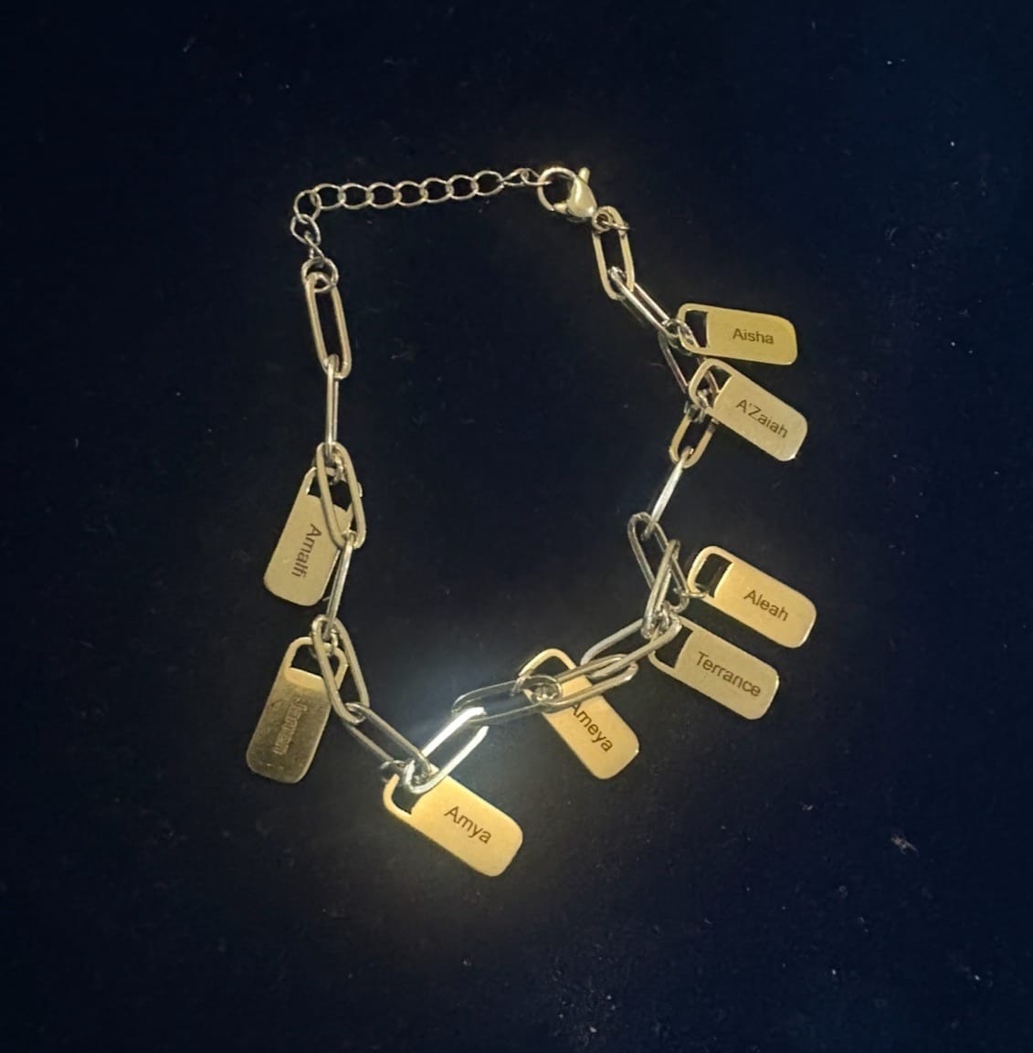 Customer photo review of Personalized Chain Link Bracelet with Custom Name Charms