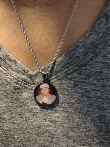 Customer photo review of Custom Engravable Round Luxury Necklace