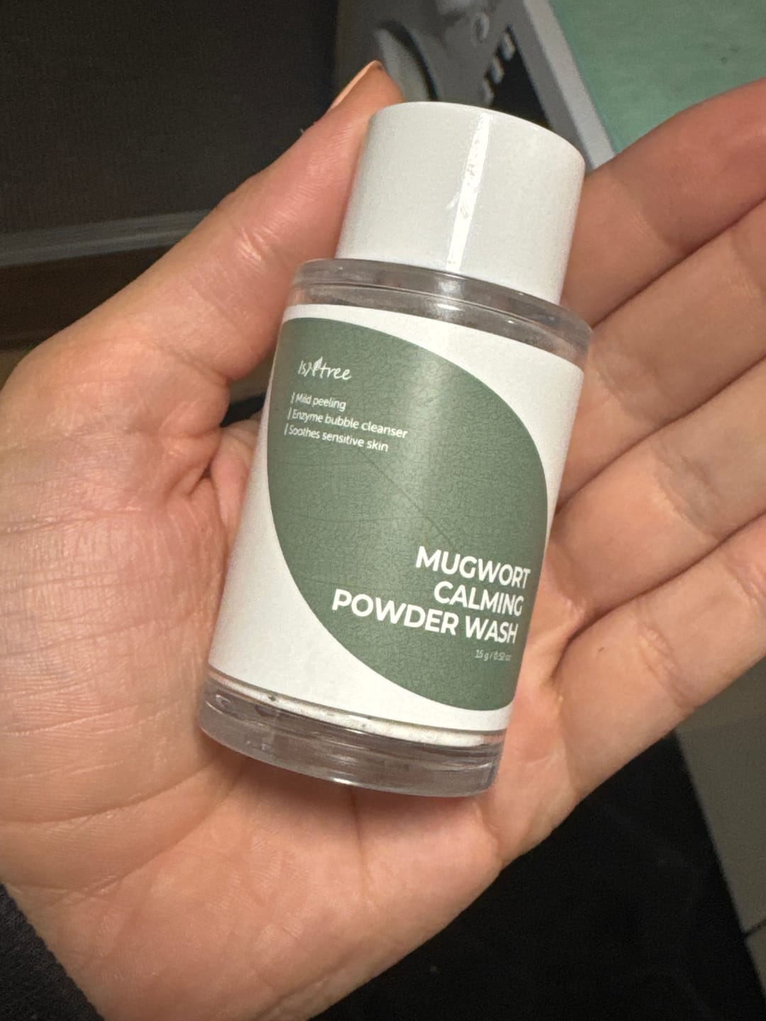 Customer photo review of Ādu nomierinošs enzīmu pūderis ar vībotni IsNtree Mugwort Calming Powder Wash