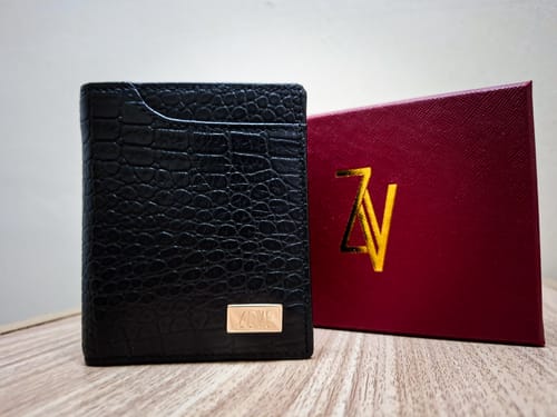 Customer photo review of Zeve Slim Folding Wallet - Black Croco Leather