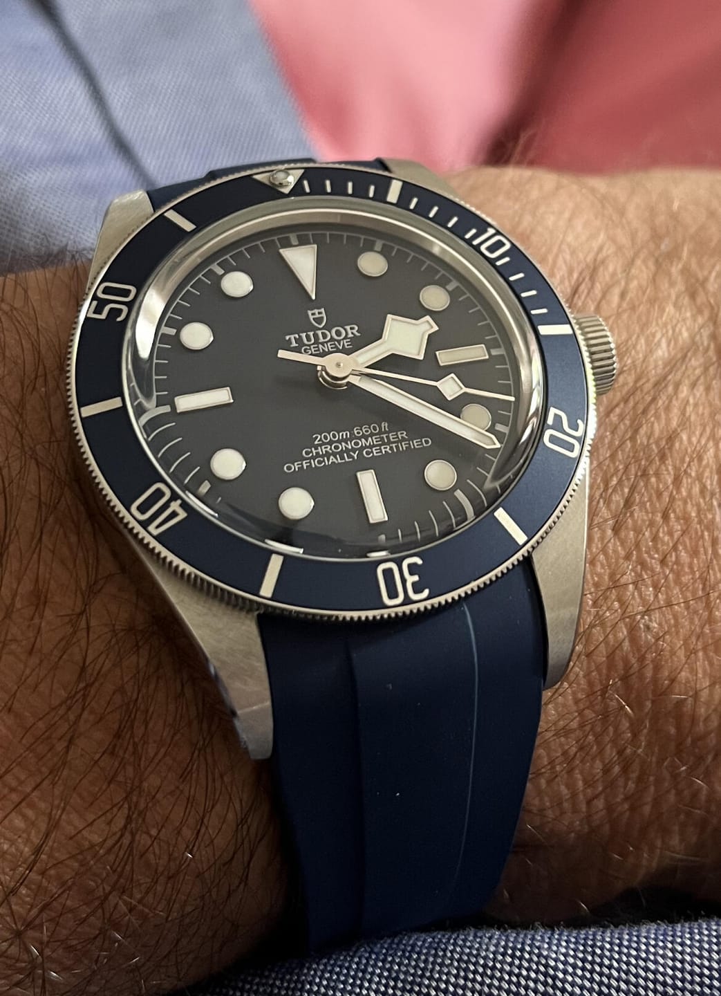 Customer photo review of Integrated Rubber Strap For Tudor Black Bay 58 - Blue