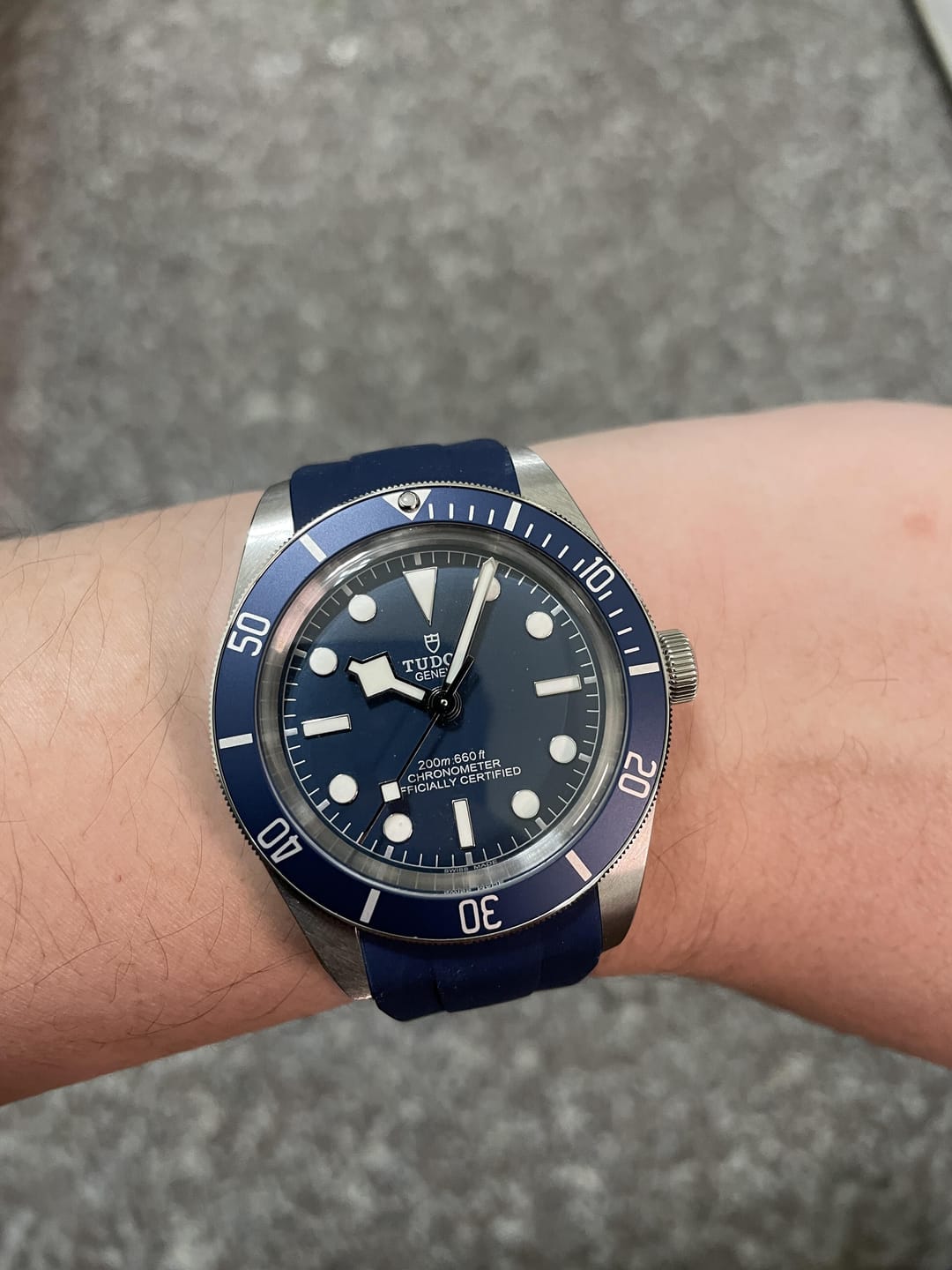 Customer photo review of Integrated Rubber Strap For Tudor Black Bay 58 - Blue
