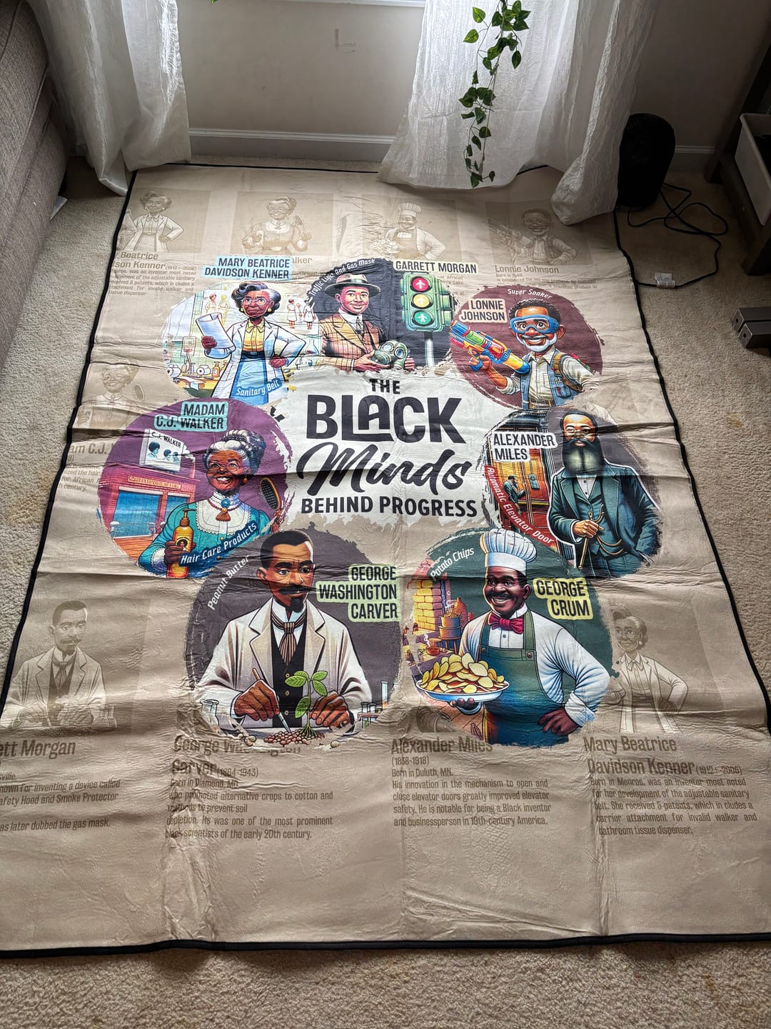 Customer photo review of Africa Black Invention Area Rug The Black Minds Behind Progress DT03