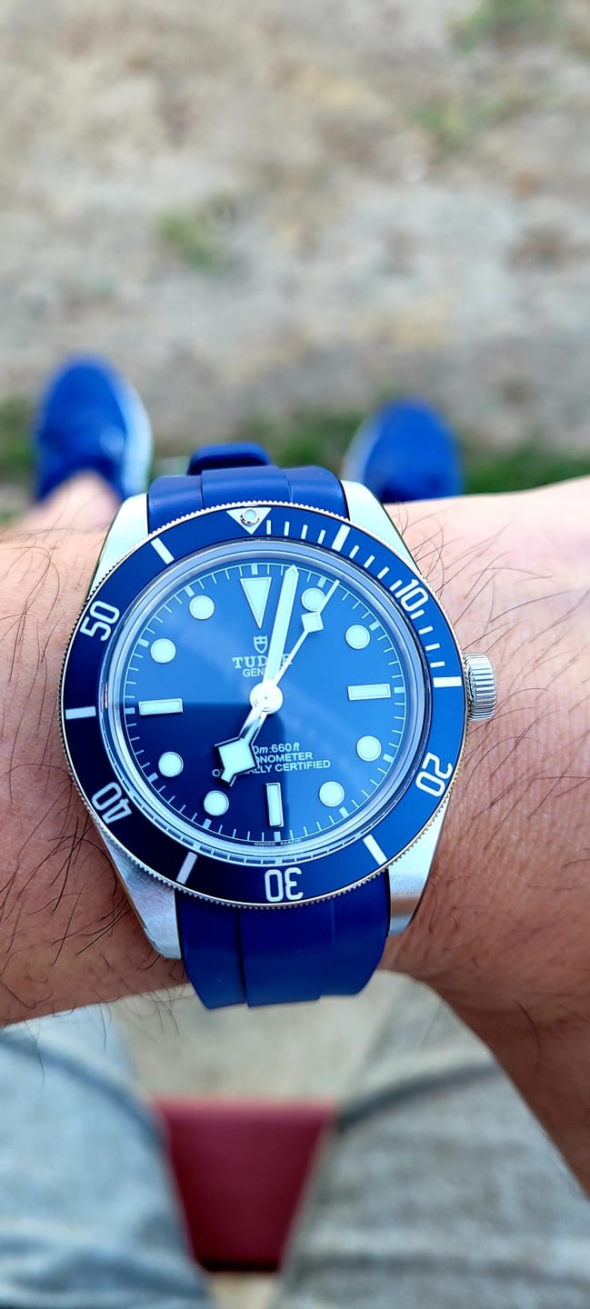 Customer photo review of Integrated Rubber Strap For Tudor Black Bay 58 - Blue