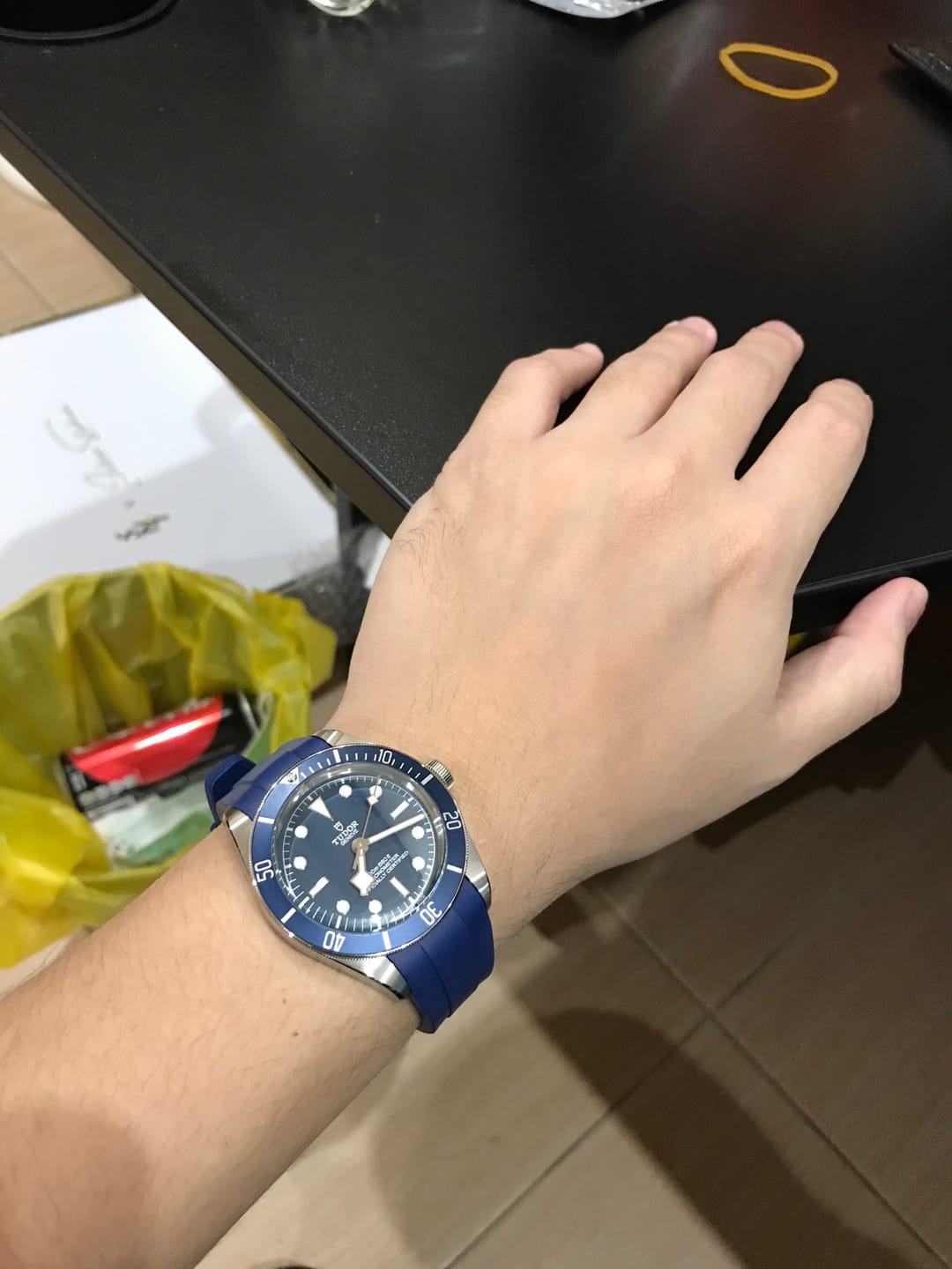 Customer photo review of Integrated Rubber Strap For Tudor Black Bay 58 - Blue