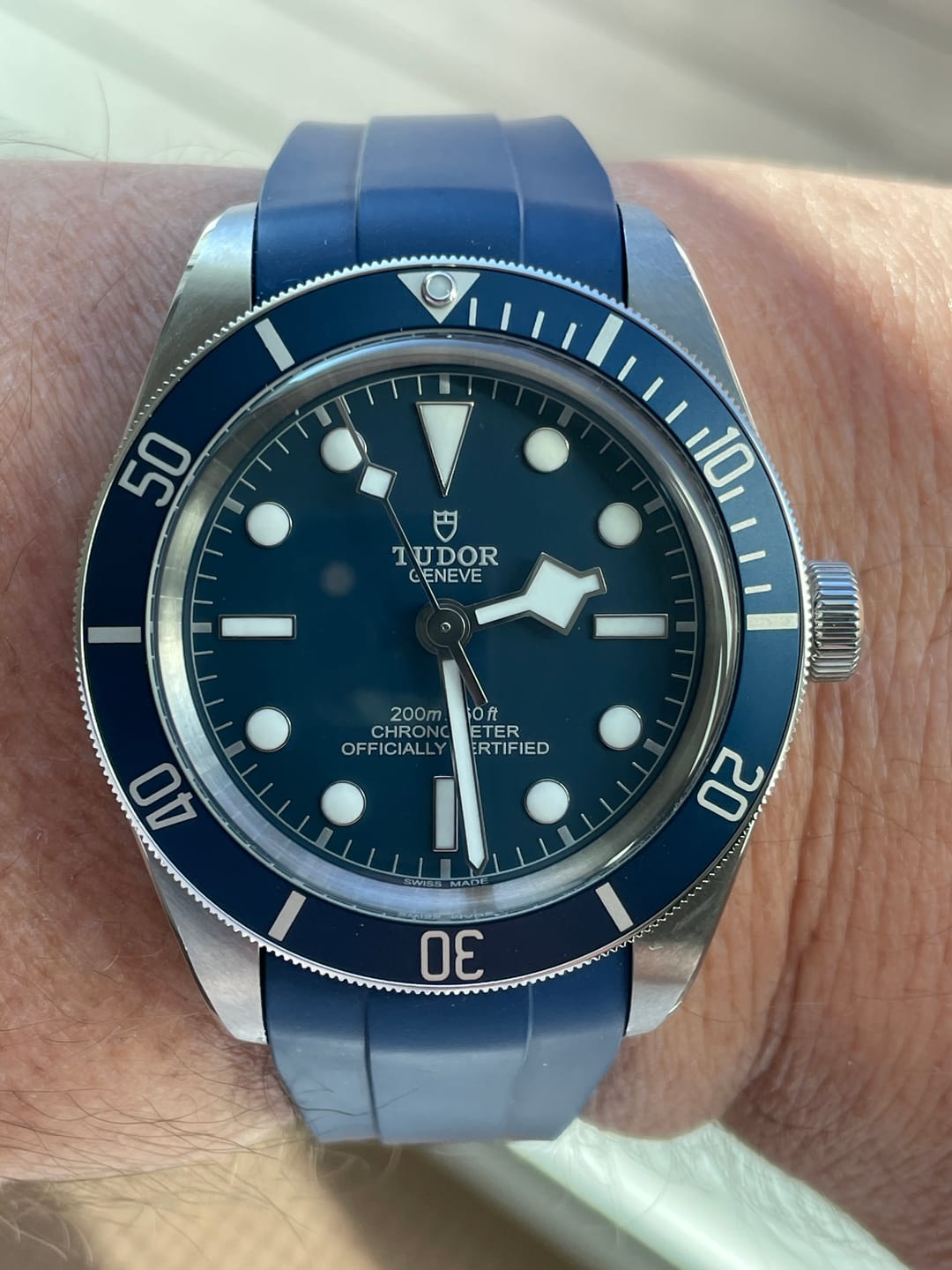 Customer photo review of Integrated Rubber Strap For Tudor Black Bay 58 - Blue