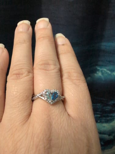 Customer photo review of Mother And Daughter Dual Teardrop Birthstone Heart Ring