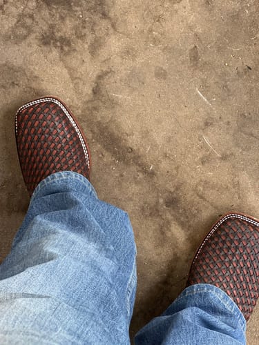 Customer photo review of Brown Basketweave Leather Boots - Square Toe