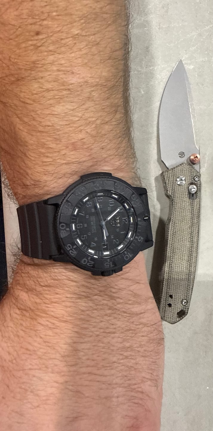 Customer photo review of Luminox Men's Black Strap Watch - Blackout Navy Seal Black Dial Dive | 3001.BO