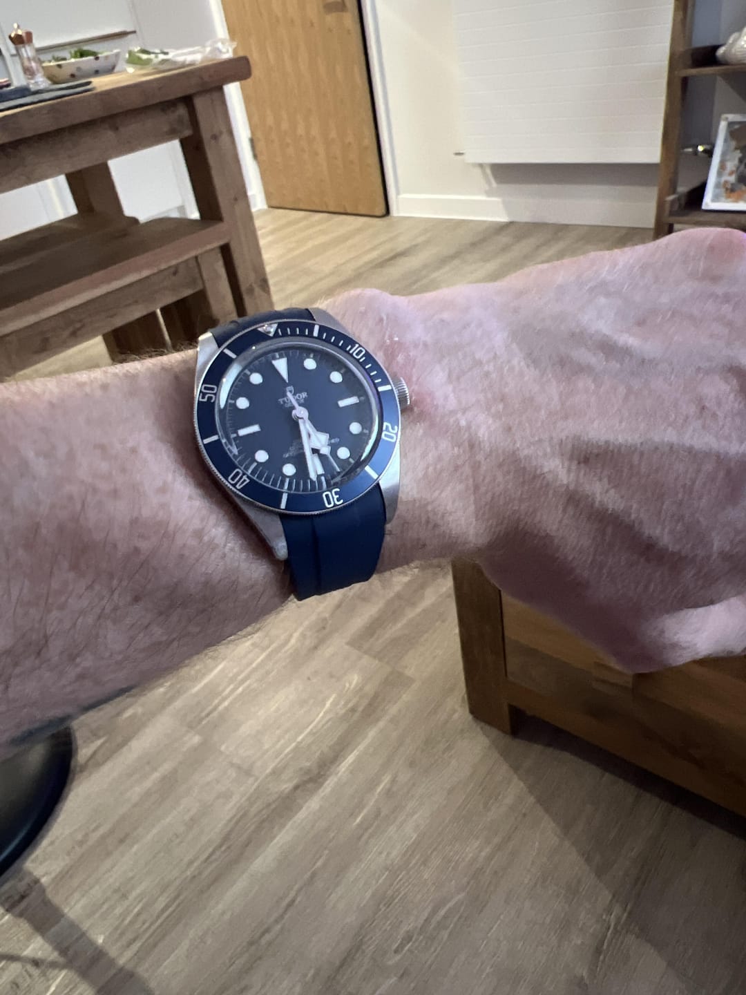 Customer photo review of Integrated Rubber Strap For Tudor Black Bay 58 - Blue