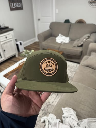 Customer photo review of Custom Leather Patch 7-Panel Trucker Hat - Richardson 169 Cannon