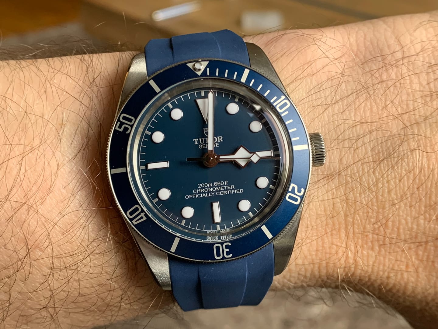Customer photo review of Integrated Rubber Strap For Tudor Black Bay 58 - Blue