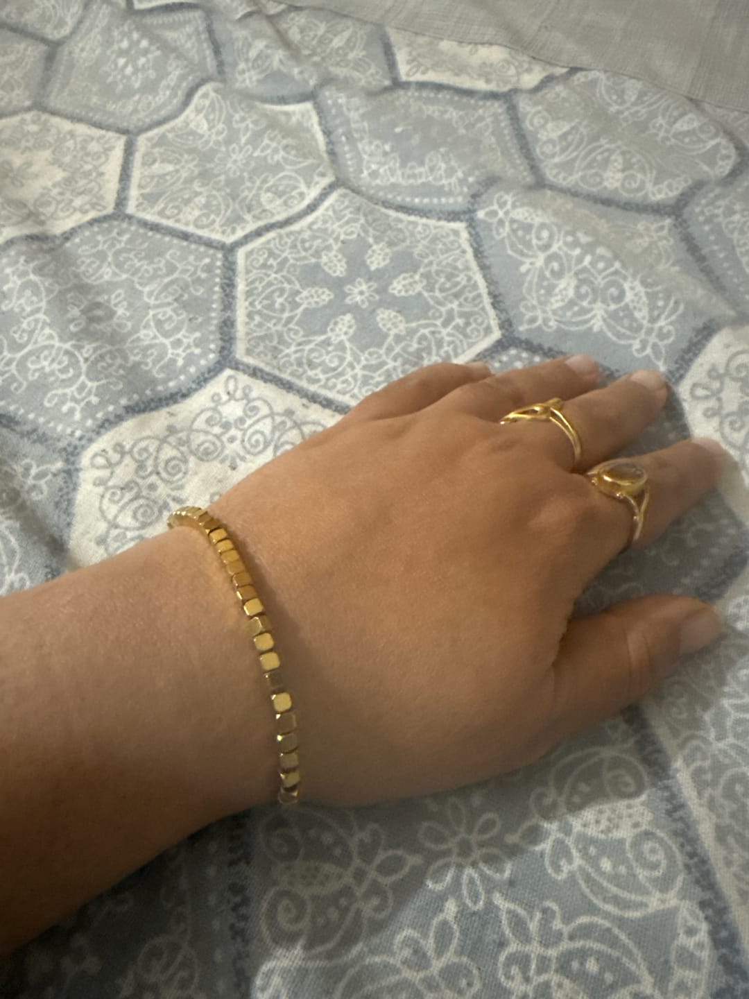 Customer photo review of Gold Cube Chain Bracelet