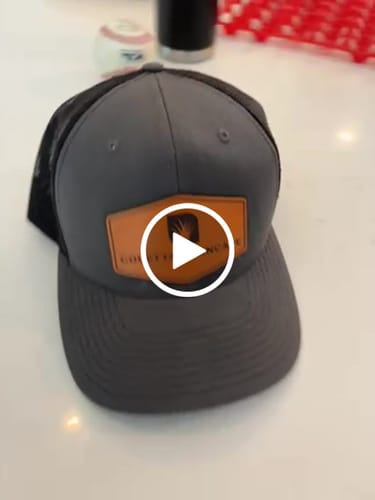Customer video review of Custom Leather Patch Hats Richardson CAMO Laser Engraved