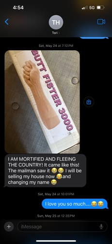 Customer photo review of Butt Fister 3000 Prank Package Tube