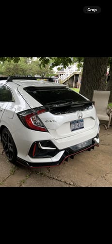 Customer photo review of Fits 2017-2021 Honda Civic Hatchback Type R Style Rear Bumper Lip Spoiler Diffuser (Glossy Carbon Fiber Print Red)