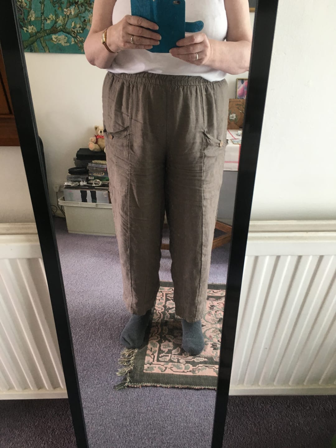 Customer photo review of Lagenlook Heavy Linen Deep Pocket Trousers - 9461
