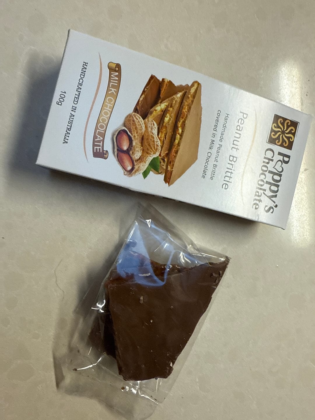 Customer photo review of Peanut Brittle coated in Milk Chocolate 100g