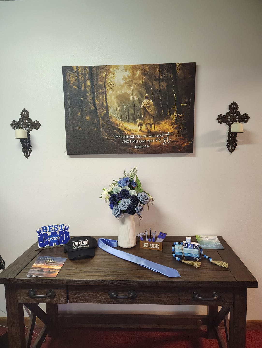 Customer photo review of Exodus 33:14 My Presence Will Go With You Wall Art Canvas