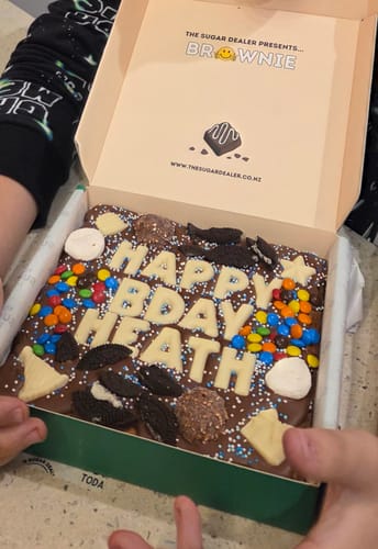Customer photo review of Custom message birthday brownie