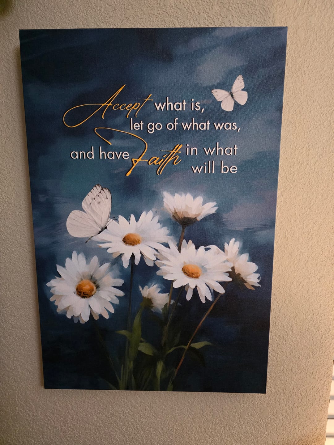 Customer photo review of Accept What is Let Go of What Was, Daisies and Butterflies, Christian Wall Art Canvas