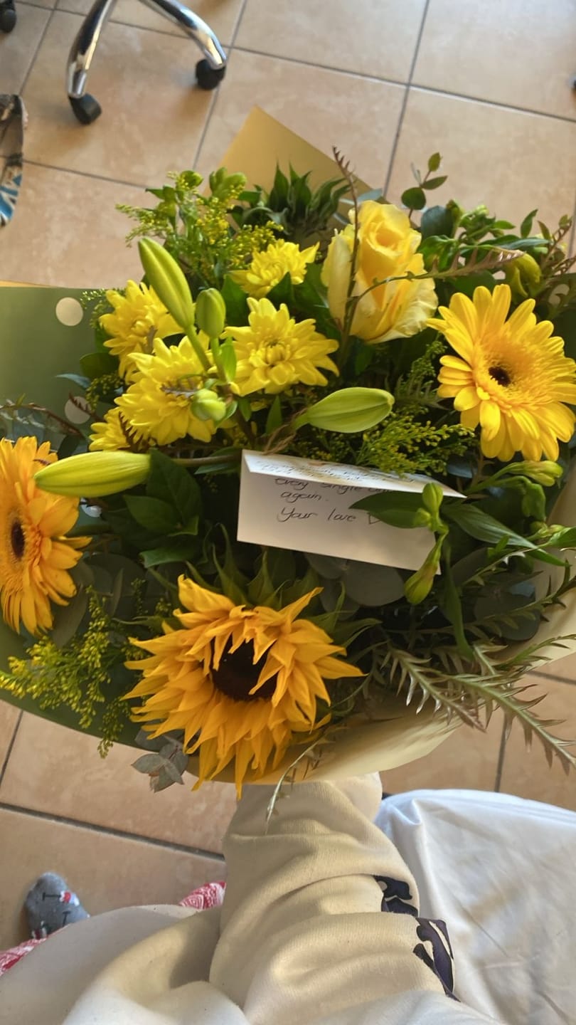 Customer photo review of Yellow Sunrise Bouquet