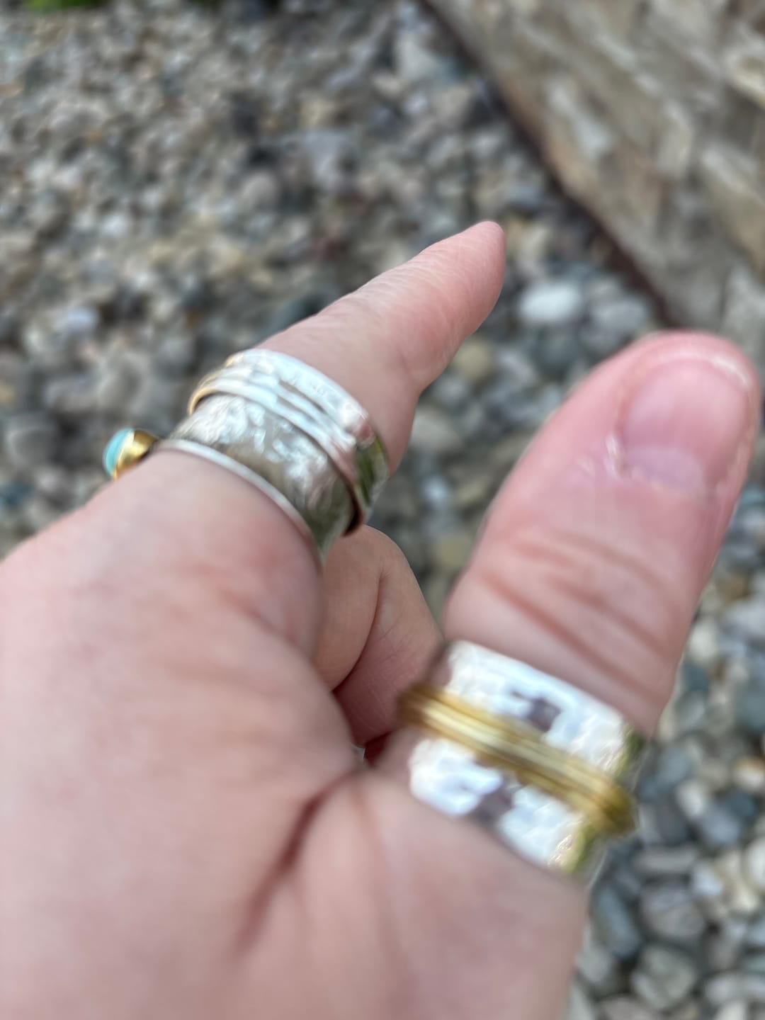 Customer photo review of Sterling Silver & Gold Wide Band Statement Ring
