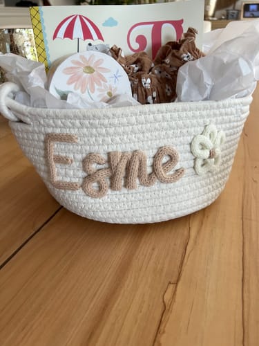 Customer photo review of Baby Knits™ Personalized Knitted Basket