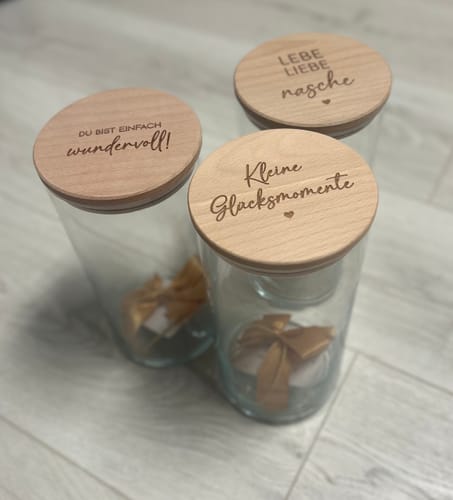Customer photo review of Geschenk-Glas "Kleine Glücksmomente"