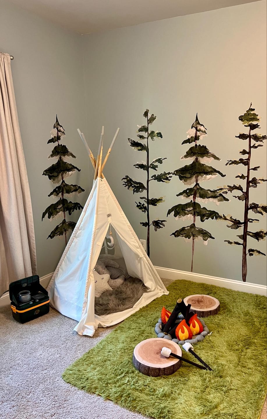 Customer photo review of Large Watercolor Pine Tree Removable Wall Decal