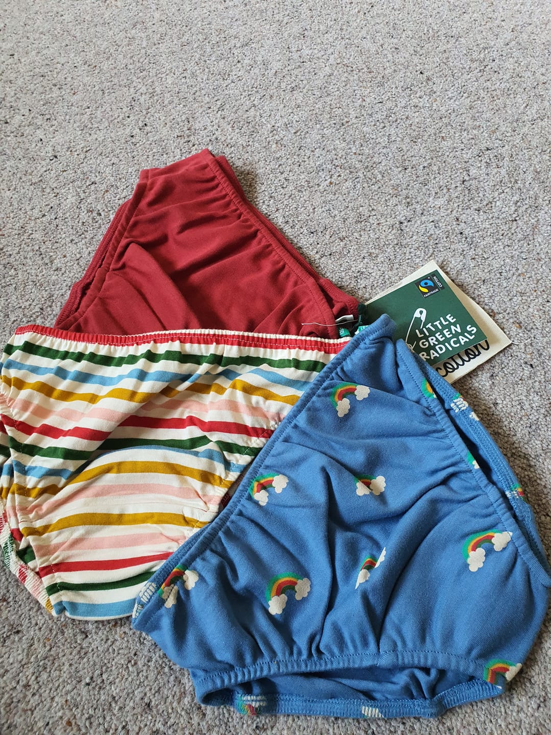 Customer photo review of Blue Rainbows Organic Underwear Set 3 Pack