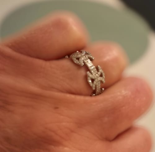 Customer photo review of MOISSANITE BYZANTINE RING.