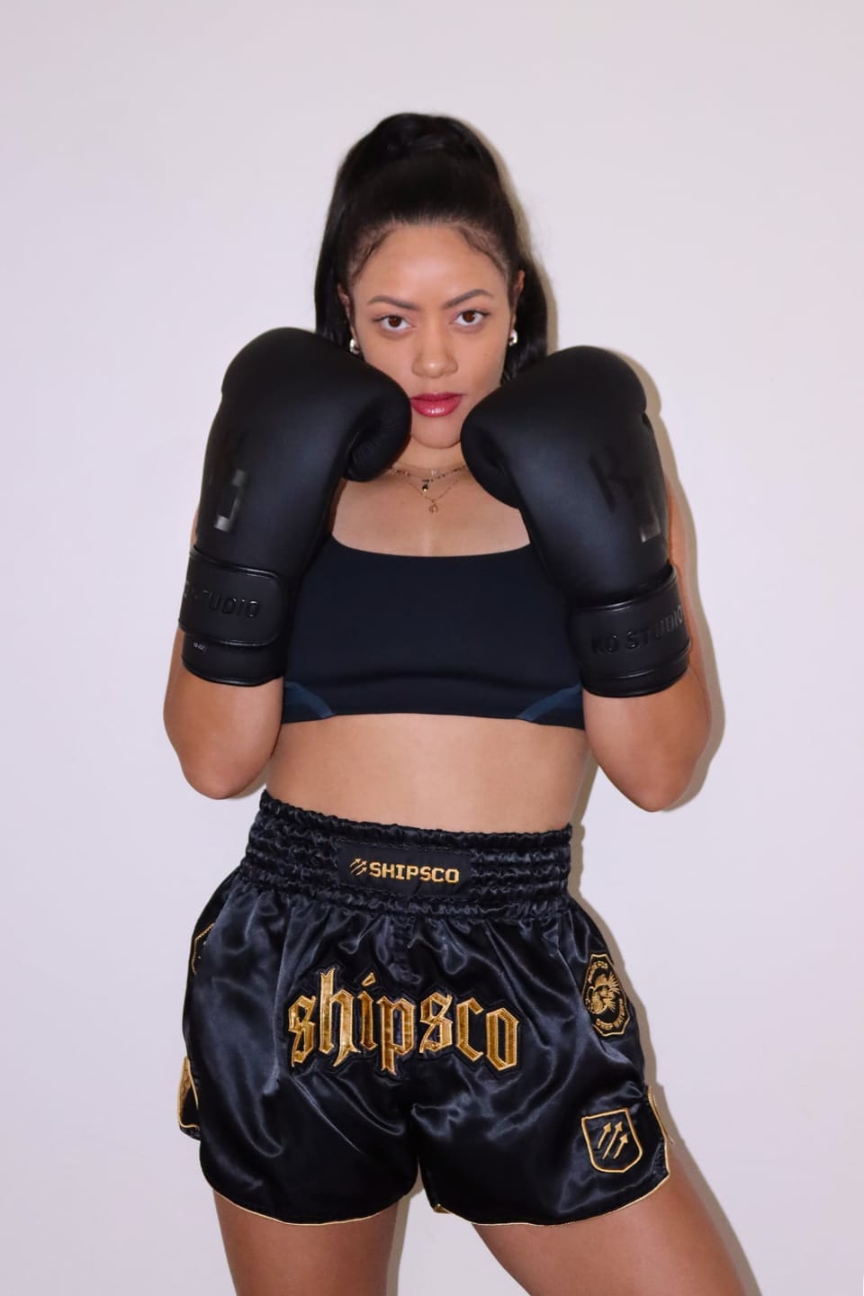 Customer photo review of Deep Waters II Black and Gold Muay Thai Shorts