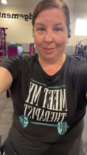 Customer photo review of Meet my therapist T-Shirt
